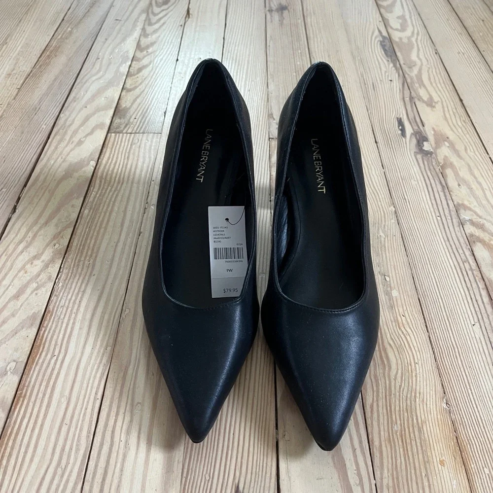 NWT‎ Lane Bryant Dream Cloud Black Pointed Toe Block Heel Neutral Work Pumps 9W